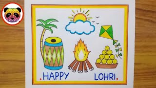 Lohri Drawing Easy Steps  Lohri Festival Drawing  Happy Lohri Drawing  How to Draw Lohri [upl. by Ttsepmet]