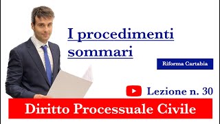 Procedura civile lezione n30 I procedimenti sommari [upl. by Bray]