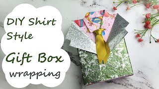 DIY Shirt Style Gift Box Wrapping for Him  創意禮物包裝 [upl. by Thatch446]