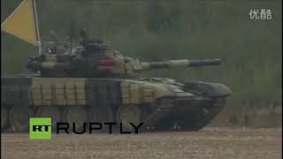 T72 vs ZTZ96A firing on the move and firecontrol comparison  Russian Tank Biathlon [upl. by Narmak]