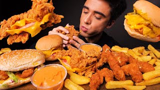 ASMR MUKBANG  KFC BURGERS 🍔 CHICKEN SANDWICHES 🍗 FRENCH FRIES 🍟 No Talking EATING [upl. by Nnodnarb]