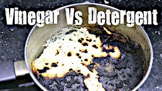 BEST WAY TO CLEAN A BURNT PAN  Vinegar Vs Detergent  Tips N Tricks  Kitchen Hacks  GKN Flicks [upl. by Avitzur]