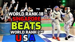 Singapore shock win over USA Foil Team Fencing Highlights [upl. by Pooi]