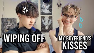 Wiping off my Boyfriends Kisses Prank 💋💔 Cute Gay Couple amp Funny Reaction [upl. by Eissim]