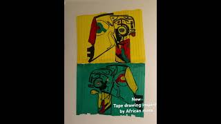 Tape drawing inspired by African mask mask tapeart visualart [upl. by Idelia911]