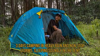 solo camping in heavy rain and nonstop storms sleeping soundly in a comfortable tent [upl. by Dnob]