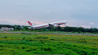 Biman Bangladesh Airlines B777300ER rocketing out of Shah Amanat International Airport Chittagong [upl. by Nadabb]