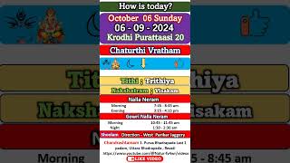 How is today October 06 Sunday Krodhi Purattaasi 20 06  09 – 2024 Today good time shorts [upl. by Tlevesor]