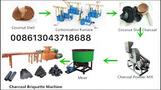 Wood palm tree charcoal carbonization retort coconut shell charcoal briquettes production line [upl. by Able]