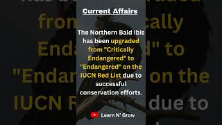 Northern Bald Ibis IUCN Status Updated  Essential for UPSC SSC APPSC Exams currentaffairstoday [upl. by Alanah526]