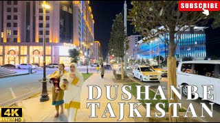 Tajikistan Dushanbe city night walking tour 4k [upl. by Nerta]