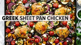 SHEET PAN CHICKEN DINNER  loaded with Greek amp Mediterranean flavors [upl. by Wj]