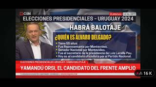 Uruguay habrá Ballotage entre Yamandú Orsi Frente Amplio y Álvaro Delgado Partido Nacional [upl. by Dode317]