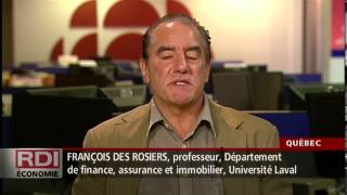 RDI Économie  Entrevue François Des Rosiers [upl. by Hong]