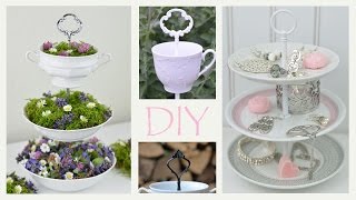 DIY  Etagere aus altem Geschirr selbermachen romantische Deko Vintage Shabby Chic  How to [upl. by Tobey]