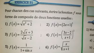 Composée de deux fonctions numériques exercice 31 page 81 ALMOUFID [upl. by Felicidad]