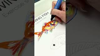 Quick Mixed Media Fish Drawing 🎨🐟 sketchbookideas [upl. by Yrelle434]