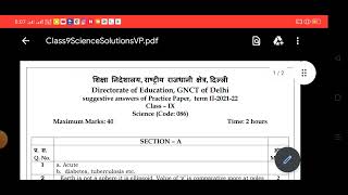 DIRECTORATE OF EDUCATION GNCT OF DELHI OF PRACTICE PAPER TERM II 202122 CLASS–IX SCIENCE CODE086 [upl. by Lewan]