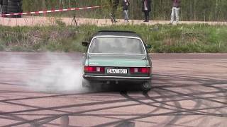 Blue Mercedes W123 OM605 Diesel Turbo Burnout Hedemora Sweden [upl. by Cherry941]