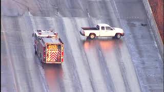 Vehicles sliding on icy Houston freeways [upl. by Faubion]