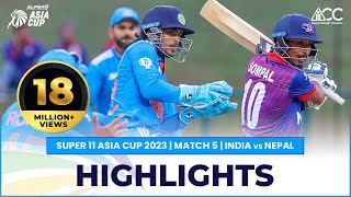 Super11 Asia Cup 2023  Match 5 India vs Nepal Highlights [upl. by Aschim575]