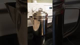 MY STOVETOP PERCOLATOR PERKING THE COFFEE OLD SCHOOL LOVE IT percolator coffee [upl. by Ardnaid]