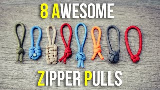 8 Awesome Paracord Zipper Pulls  Easy Zipper Pull Ideas [upl. by Rhodia]