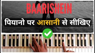 BAARISHEIN  Easy Piano Tutorial  Step By Step With Notes amp Chords Anuv Jain Latest 2021 Tutorial [upl. by Enyrb]