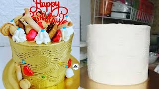 How to use gold lustre dust on buttercream cake [upl. by Idac]