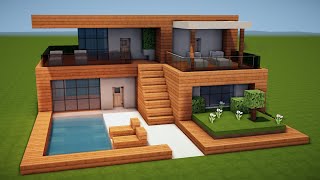 MODERNES HOLZ HAUS in MINECRAFT bauen TUTORIAL HAUS 233 [upl. by Tibbs775]