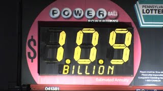 Powerball Jackpot grows to 109B after no ticket matches all 6 numbers in Mondays drawing [upl. by Aix100]