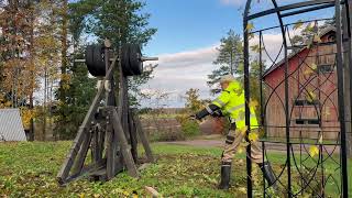 Trebuchet launching footballs [upl. by Lali]