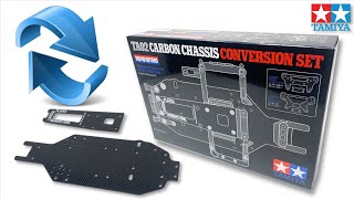 Tamiya RC Carbon Chassis Swap TA02 Conversion Set HOPUP Unboxing amp Install Kit 47479 HOW MUCH [upl. by Lenette]