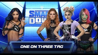 WWE 2K22 SASHA BANKS VS BECKY LYNCH amp ALEXA BLISS amp ASUKA  ONE ON THREE TAG MATCH  SMACKDOWN [upl. by Ahsenhoj]