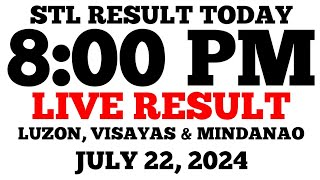 STL Result Today 8PM Draw July 22 2024 STL Luzon Visayas and Mindanao LIVE Result [upl. by Oakman]