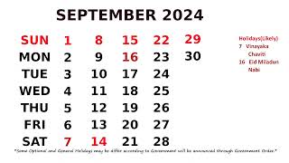 September Calendar 2024 [upl. by Noruq]