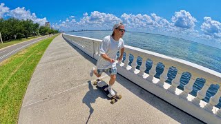 Longboarding the longest sidewalk in the US 45 mile Bayshore Boulevard Tampa Florida [upl. by Anana]