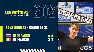 Les Petits As 2021  Boys Round of 32  Andrea De Marchi vs Timofei Derepasko [upl. by Ahtekal556]