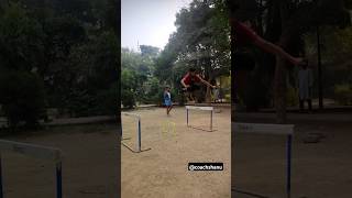 Hurdles jump 🔥😨🙌🏻jump running workoutmotivation diwali shorts yamunasportsorganization [upl. by Jabin]