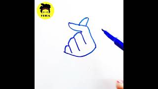 Love Heart Drawing  Draw Korean Finger Heart  Korean Finger Gesture shorts youtubeshorts kpop [upl. by Atat]