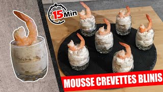 MOUSSE DE CREVETTES BLINIS VERRINE SALEE PARFAITE POUR LE REVEILLON ET POUR NOEL [upl. by Strauss441]