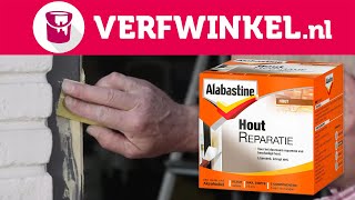 Beschadigd hout herstellen met Alabastine Houtreparatie  TUTORIAL  Verfwinkelnl [upl. by Eenimod341]