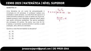 CEMIG 2023  Matemática  Nível Superior  Questão 21 [upl. by Dempster]