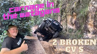 CARNAGE on some of the watagans hardest tracks  2 Smashed CVs  Epic wheel lifts  Near rollovers [upl. by Adlihtam]