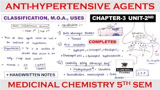 Antihypertensive agents complete  Chapter 3 Unit 2  medicinal chemistry 5th semester [upl. by Merritt]