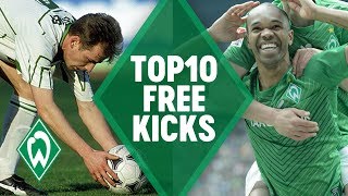 TOP 10 AMAZING FREE KICK GOALS  SV Werder Bremen [upl. by Trinia75]