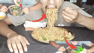 SPICY vegetable chow mein eating Ghimire eating channel [upl. by Cartan84]