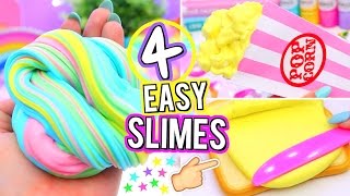 4 Easy DIY Slime Ideas How To Make VIRAL SLIMES [upl. by Neelhsa]