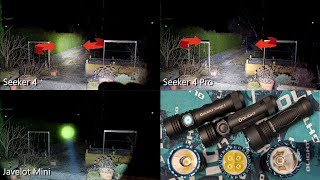 Olight Seeker 4 vs 4 Pro vs Javelot Mini  Beamshot comparison [upl. by Nylatsirk]