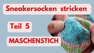 Maschenstich rechte Maschen  Socken stricken  Sockenspitze Bandspitze  Stricken für Anfänger [upl. by Isahella45]